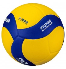 Мяч вол. утяж. "MIKASA VT370W", р 5, 18 панелей, синт.кожа (ПУ), вес 370г, клееный, сине-желтый