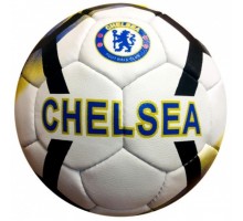 Мяч клубный CHELSEA (Челси), сине-желтый рисунок на белом фоне, дизайн