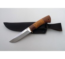 Нож Енот малый 95х18 (граб+береста, гарда, мельхиор+трубка)