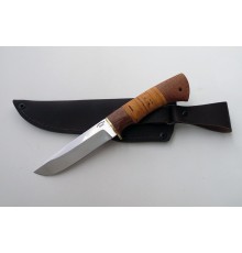 Нож Енот малый 95х18 (граб+береста, гарда, мельхиор+трубка)