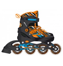 Раздвижные роликовые коньки RACING ORANGE LED подсветка колес р.S (30-33)