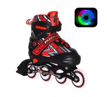 Раздвижные роликовые коньки RACING RED LED подсветка колес р.M (34-37)