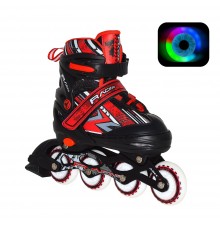 Раздвижные роликовые коньки RACING RED LED подсветка колес р.M (34-37)