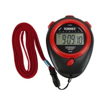 Секундомер "TORRES Stopwatch" часы, будильник, дата, шнур с карабином, черно-красн.
