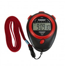 Секундомер "TORRES Stopwatch" часы, будильник, дата, шнур с карабином, черно-красн.